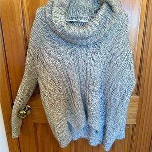 Jennifer Lopez Cable Knit Cowl Neck Sweater - Silver, Gold and Gray